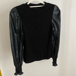 Anthropologie faux leather long sleeve top